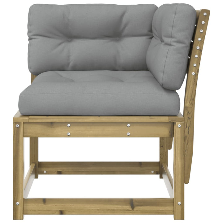 hjørnemodul til sofa 73x73x78 cm m. hynder imprægneret fyrretræ