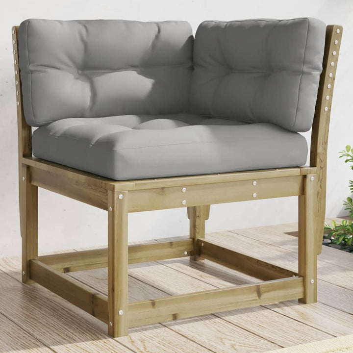 hjørnemodul til sofa 73x73x78 cm m. hynder imprægneret fyrretræ