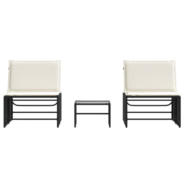 modulære liggestole 2 stk. med bord sort polyrattan