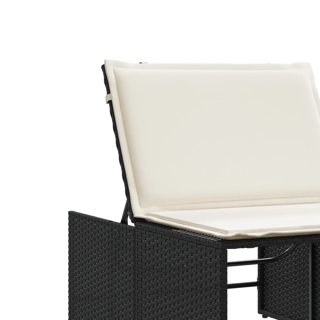 modulære liggestole 2 stk. med bord sort polyrattan