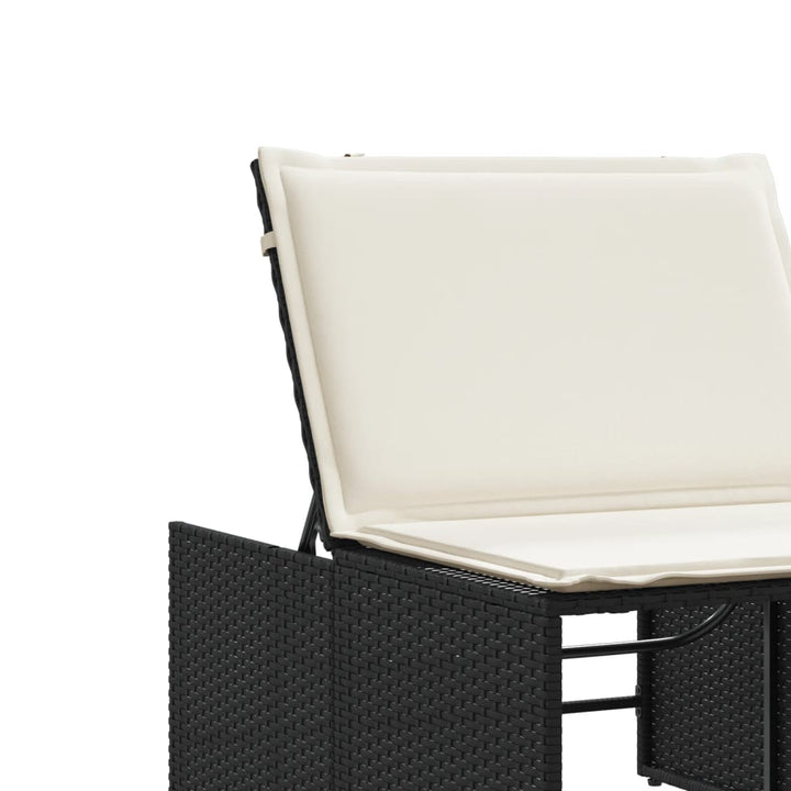 modulære liggestole 2 stk. med bord sort polyrattan
