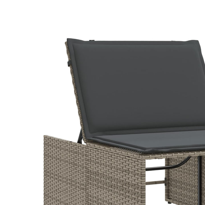 liggestole 2 stk. med bord grå polyrattan