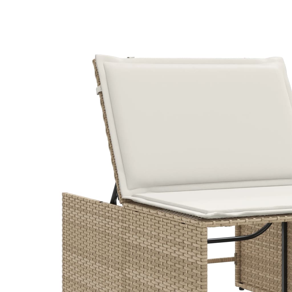 liggestole 2 stk. med bord beige polyrattan