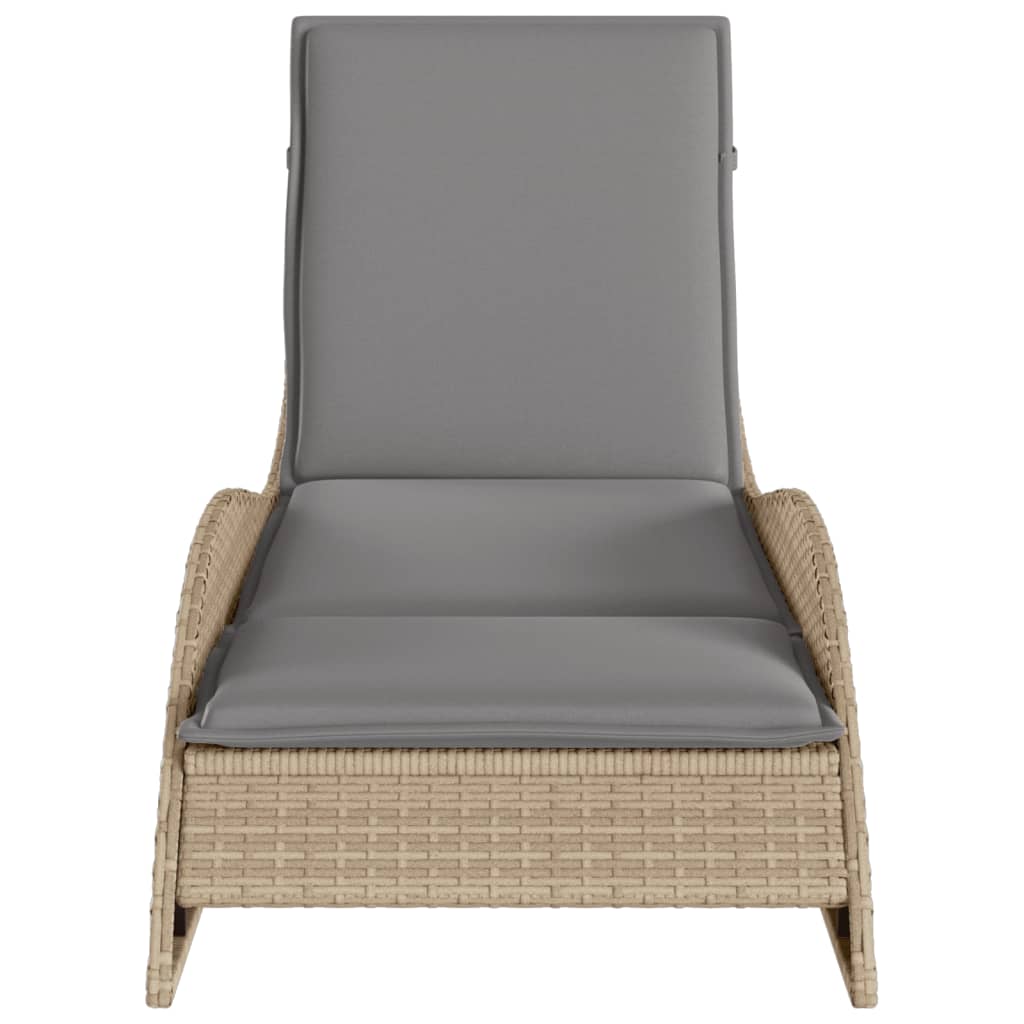 liggestol med hynde 60x205x73 cm polyrattan beige