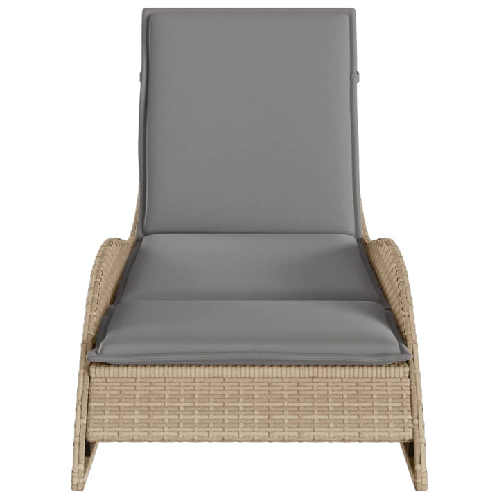 liggestol med hynde 60x205x73 cm polyrattan beige