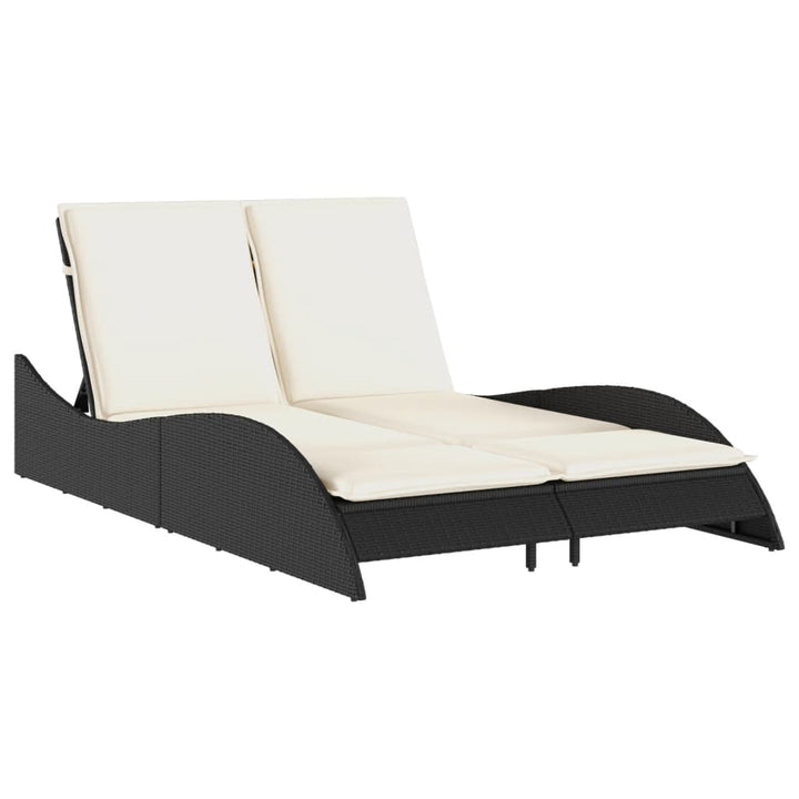 liggestol med hynder 114x205x73 cm polyrattan sort