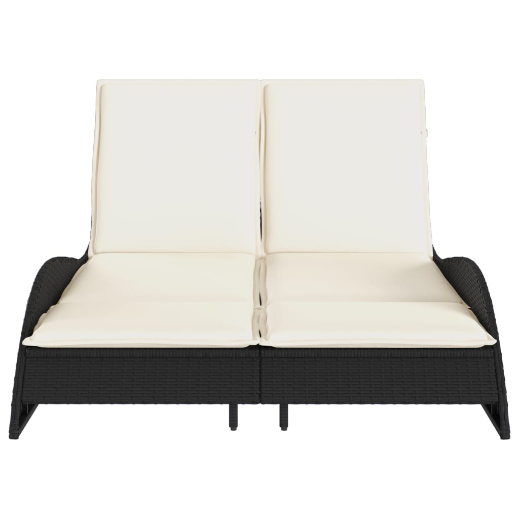 liggestol med hynder 114x205x73 cm polyrattan sort