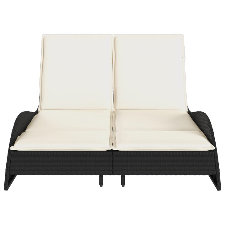 liggestol med hynder 114x205x73 cm polyrattan sort