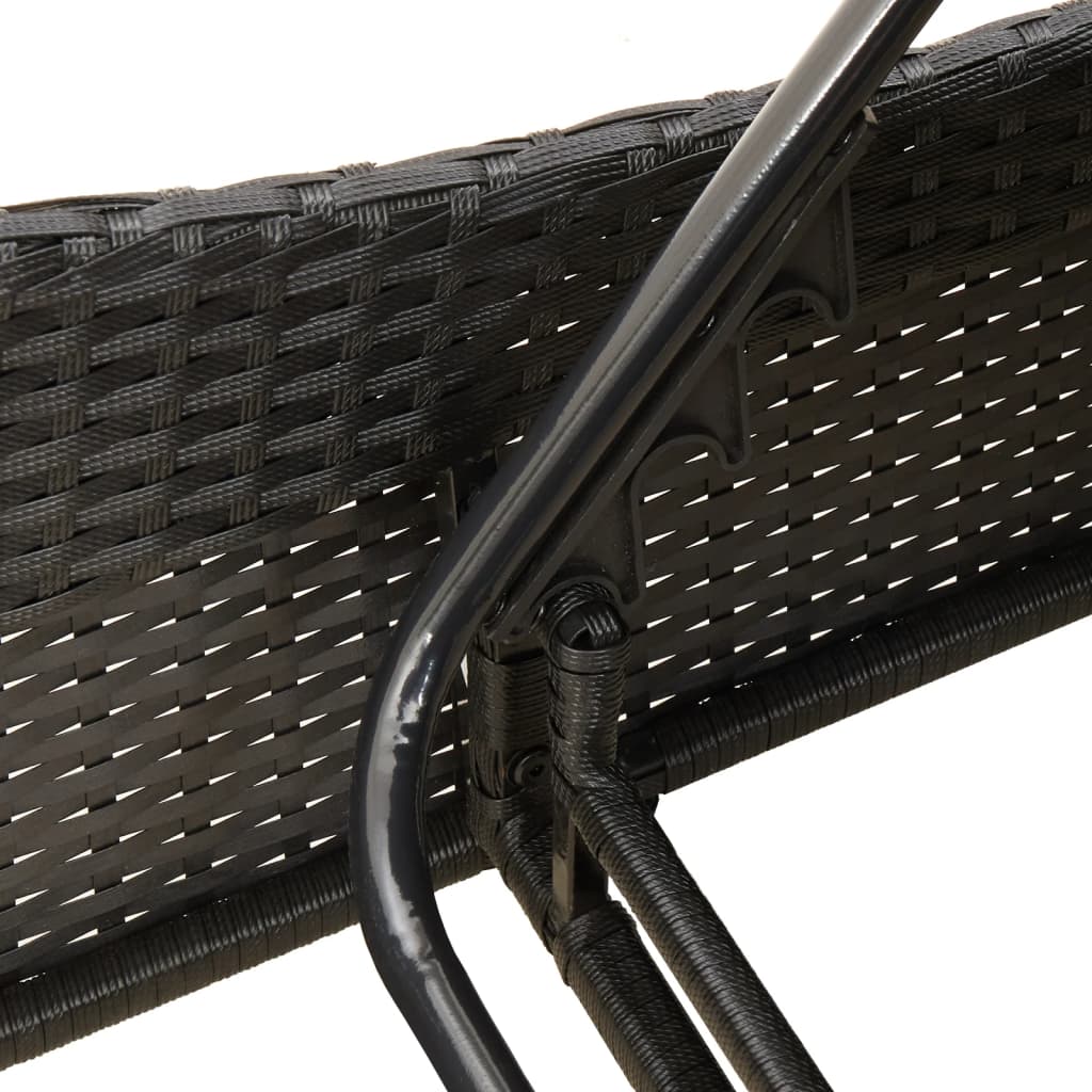 liggestol med hynder 114x205x73 cm polyrattan sort