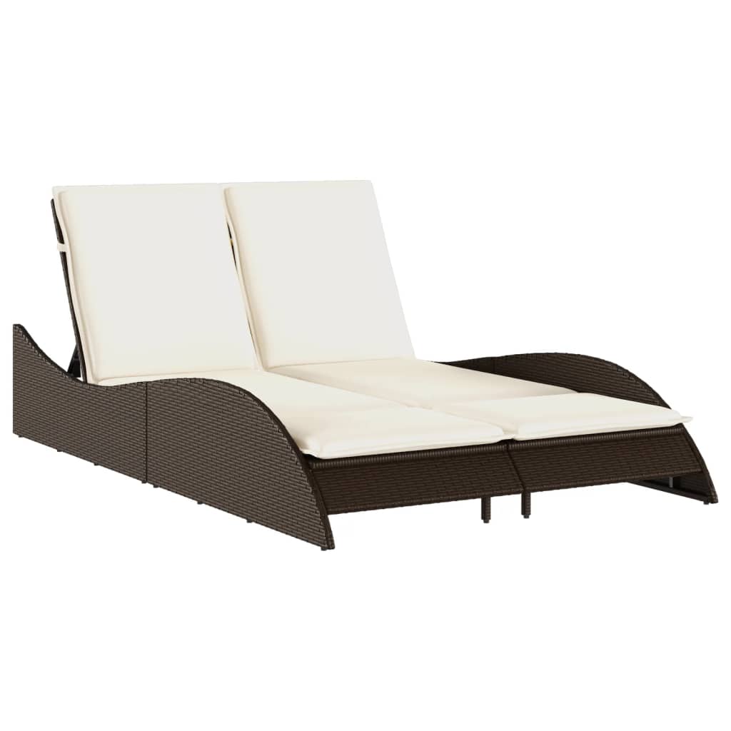 liggestol med hynder 114x205x73 cm polyrattan brun