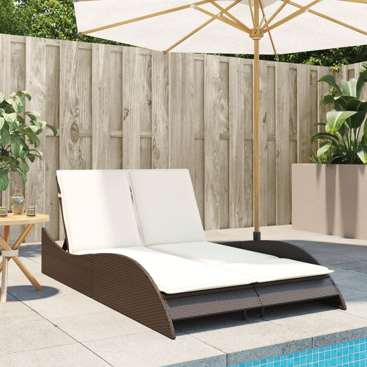 liggestol med hynder 114x205x73 cm polyrattan brun
