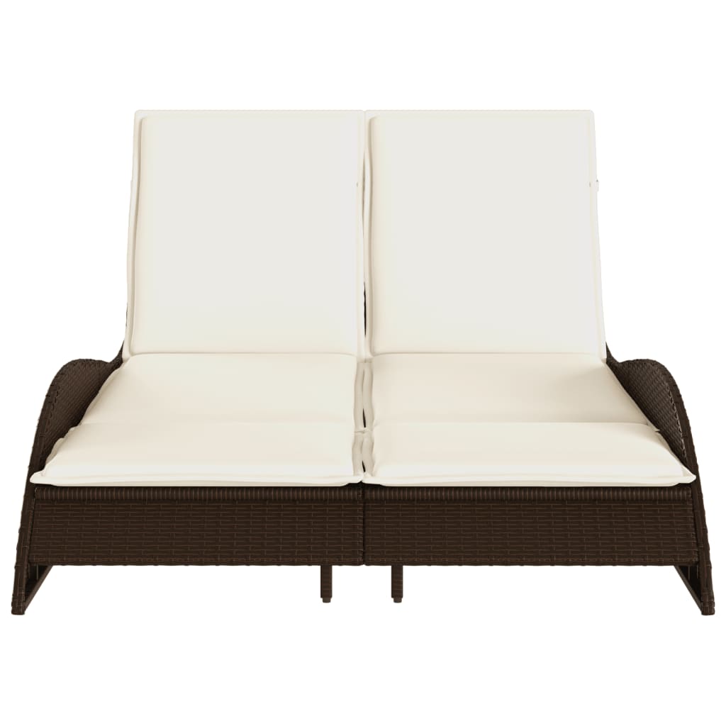 liggestol med hynder 114x205x73 cm polyrattan brun