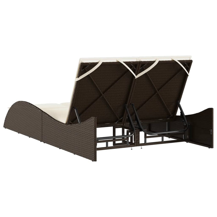liggestol med hynder 114x205x73 cm polyrattan brun