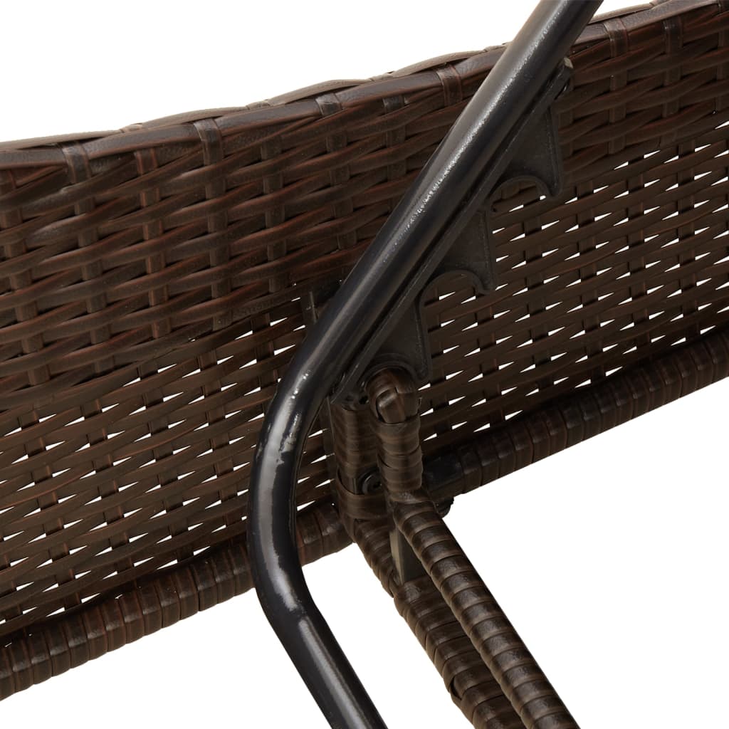 liggestol med hynder 114x205x73 cm polyrattan brun