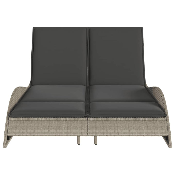 liggestol med hynde 114x205x73 cm polyrattan lysegrå