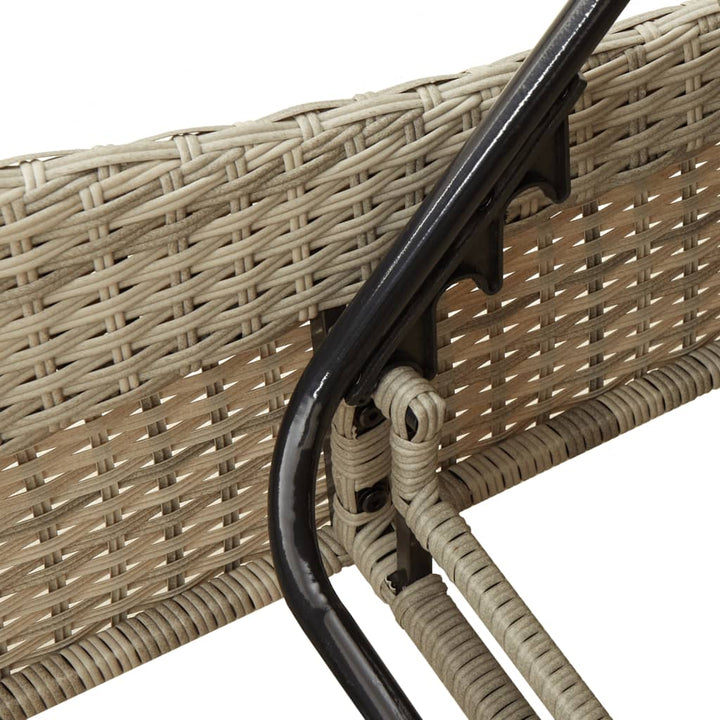 liggestol med hynde 114x205x73 cm polyrattan lysegrå