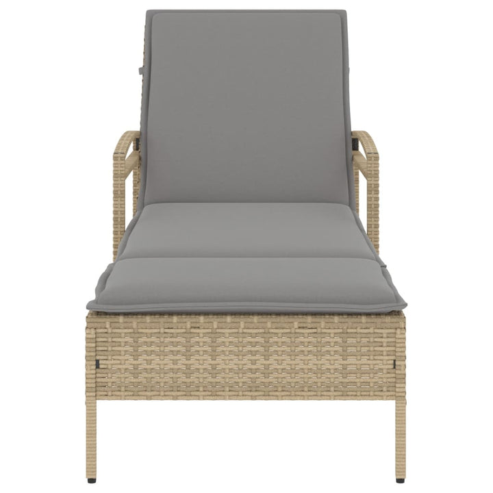 liggestol med hynde 63x200x81 cm polyrattan beige