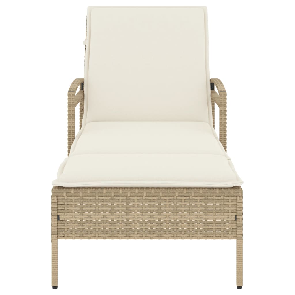 liggestol med hynde 63x200x81 cm polyrattan beige