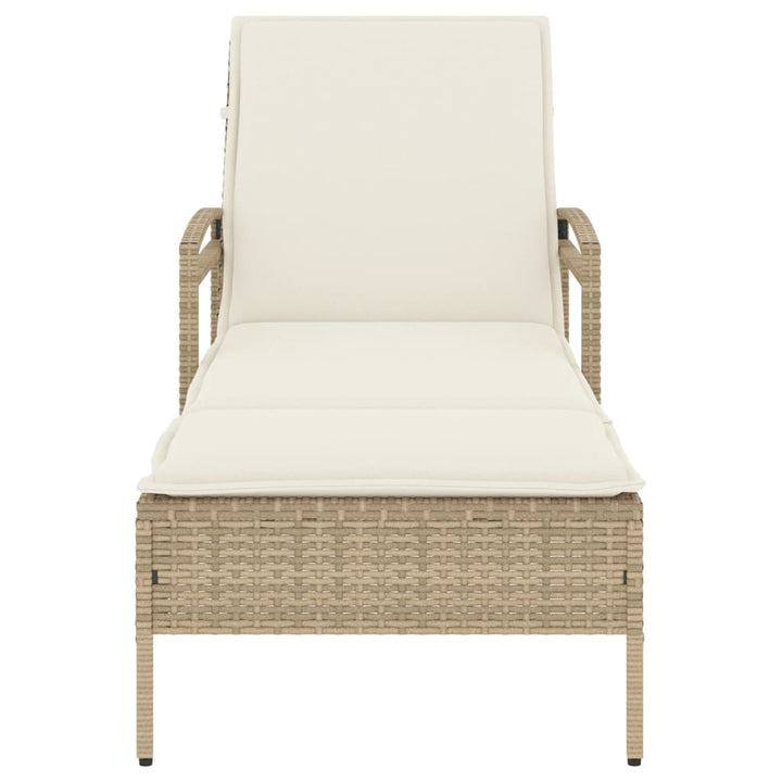 liggestol med hynde 63x200x81 cm polyrattan beige