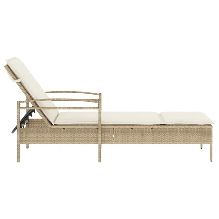liggestol med hynde 63x200x81 cm polyrattan beige