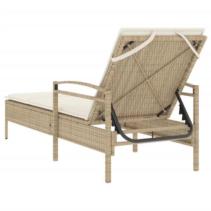 liggestol med hynde 63x200x81 cm polyrattan beige