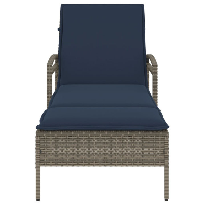 liggestol med hynde grå 63x200x81 cm polyrattan (kun USA)