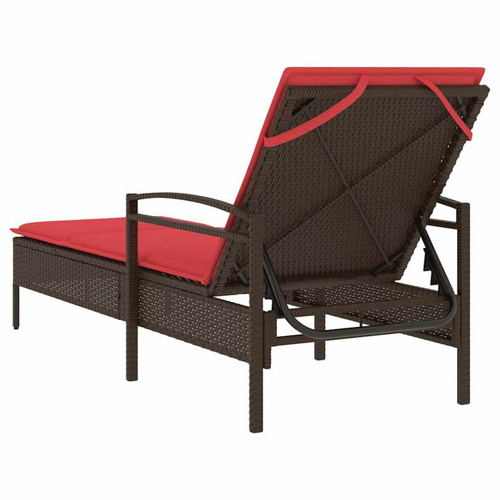 liggestol med hynde brun 63x200x81 cm polyrattan (kun USA)