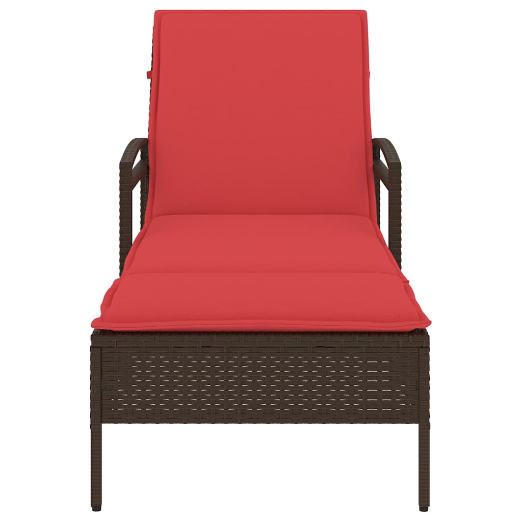 liggestol med hynde brun 63x200x81 cm polyrattan (kun USA)