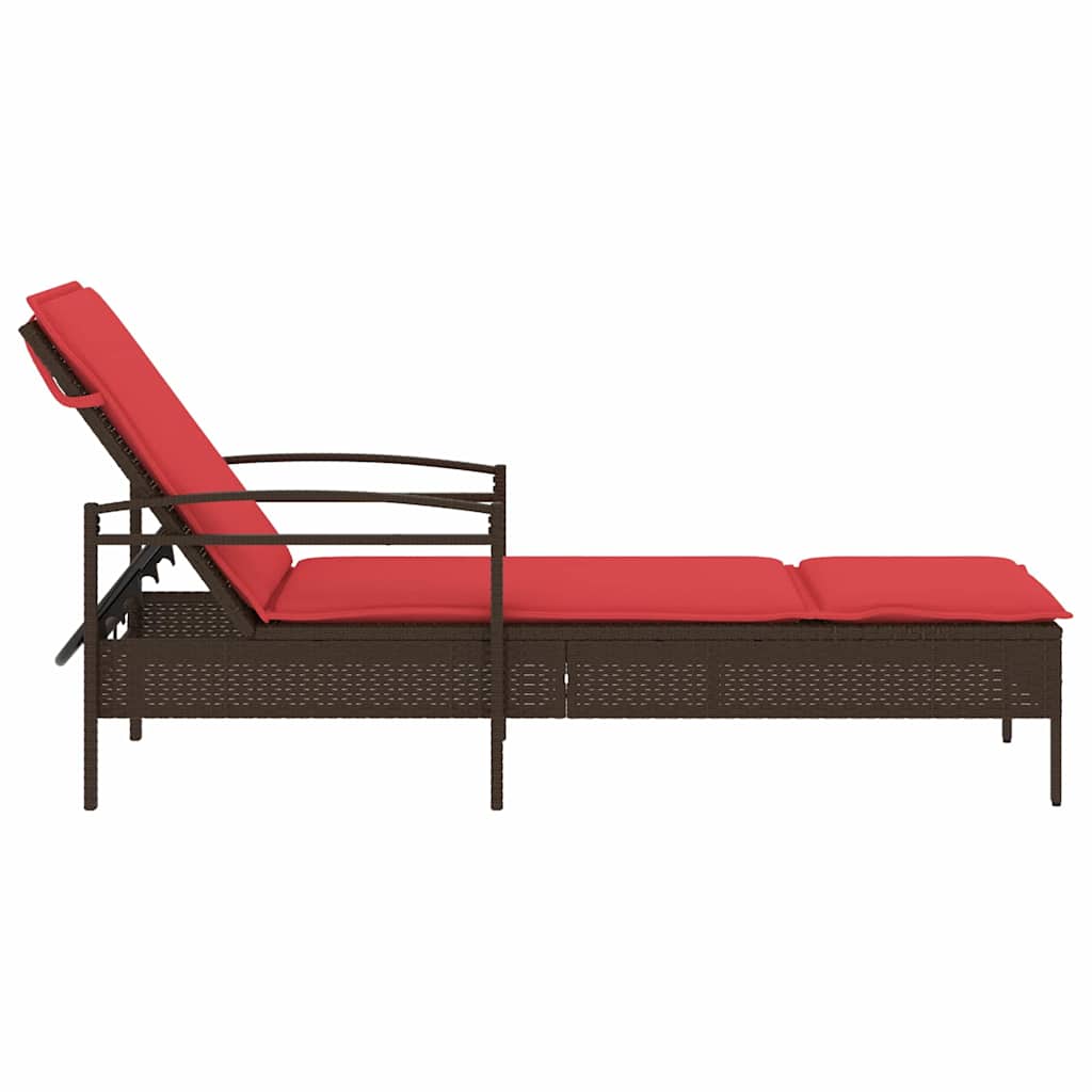 liggestol med hynde brun 63x200x81 cm polyrattan (kun USA)