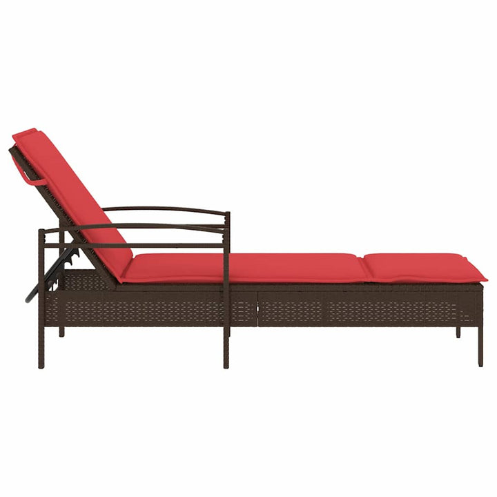 liggestol med hynde brun 63x200x81 cm polyrattan (kun USA)