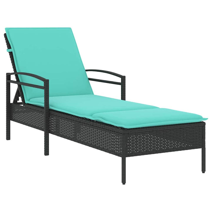 liggestol med hynde sort 63x200x81 cm polyrattan (kun USA)