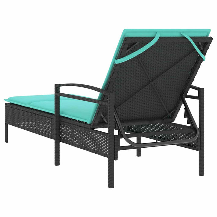 liggestol med hynde sort 63x200x81 cm polyrattan (kun USA)