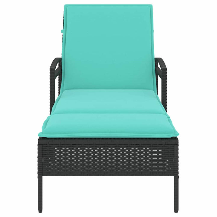 liggestol med hynde sort 63x200x81 cm polyrattan (kun USA)