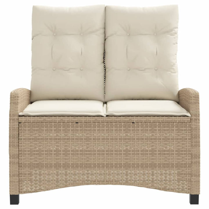 havebænk med hynder og lænefunktion polyrattan beige