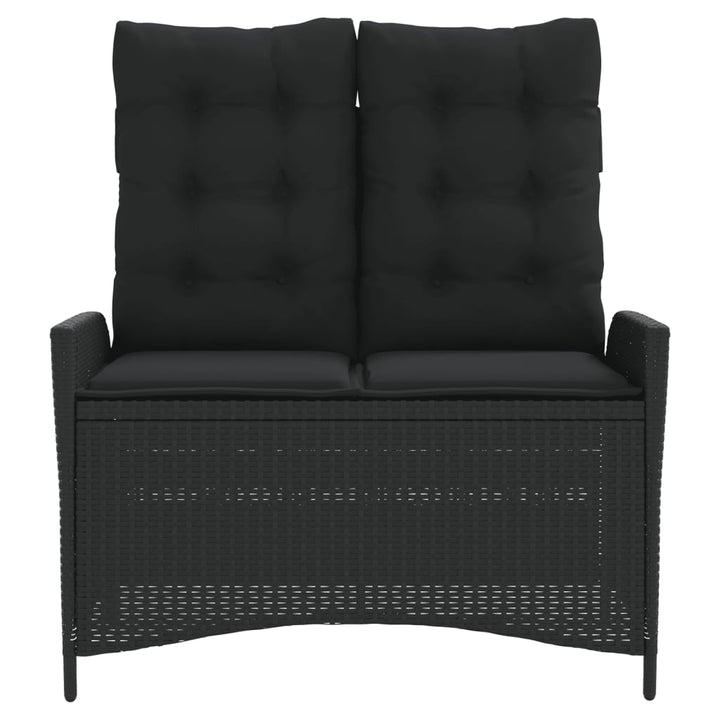 havebænk med hynder og lænefunktion polyrattan sort