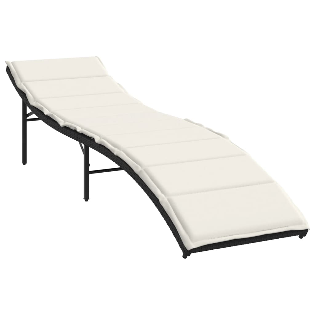 liggestole 2 stk. med bord polyrattan sort