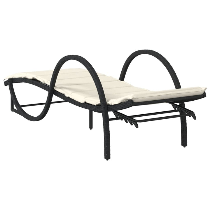 liggestol med hynde 60x199x42 cm polyrattan sort