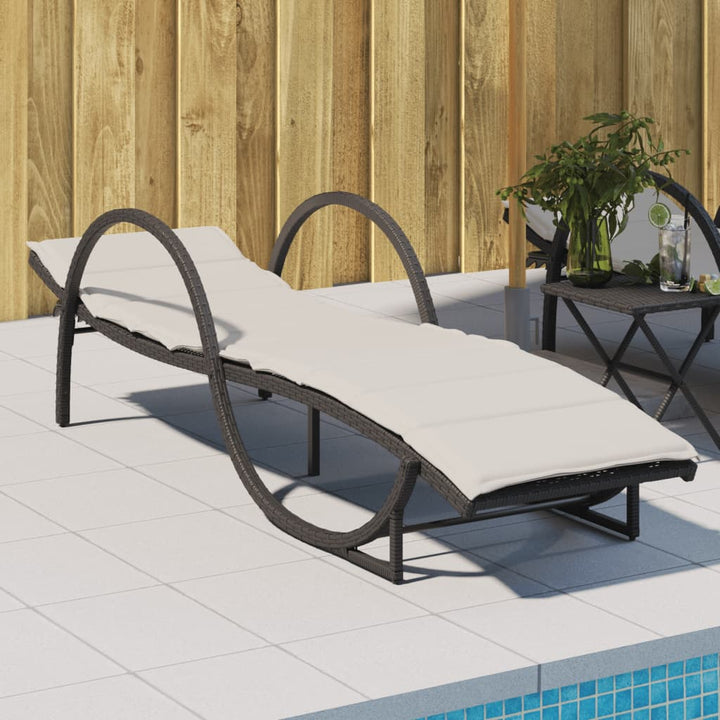 liggestol med hynde 60x199x42 cm polyrattan sort