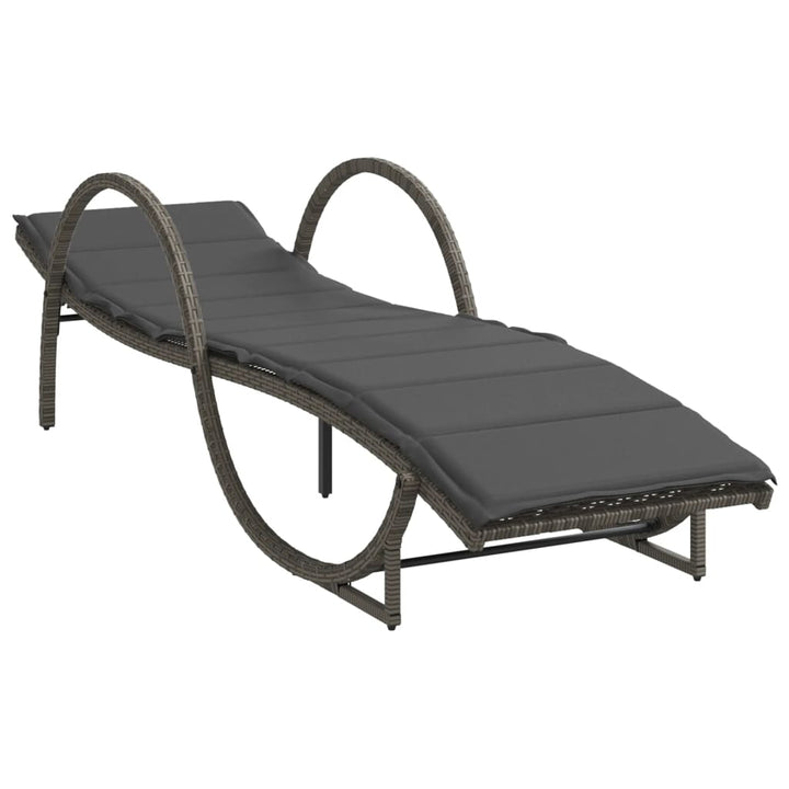 liggestol med hynde 60x199x42 cm polyrattan grå