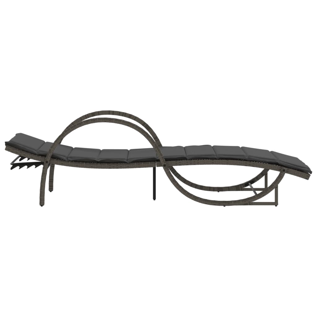 liggestol med hynde 60x199x42 cm polyrattan grå