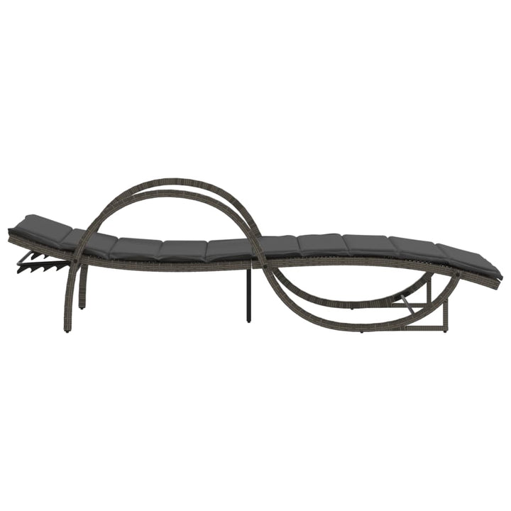 liggestol med hynde 60x199x42 cm polyrattan grå