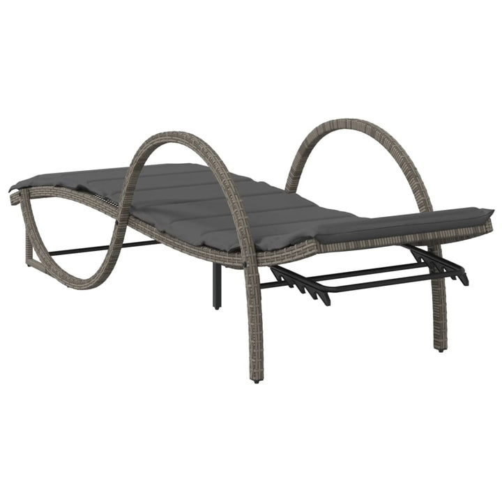 liggestol med hynde 60x199x42 cm polyrattan grå