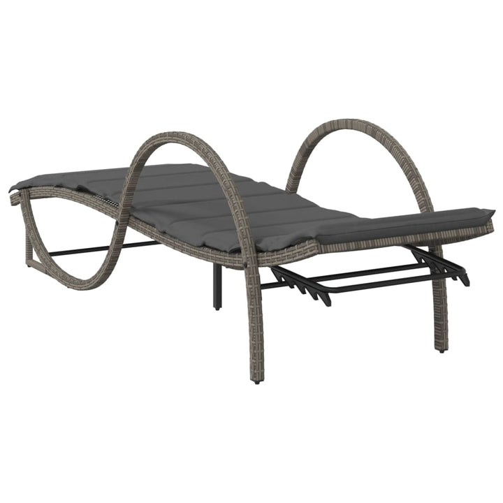 liggestole 2 stk. med bord polyrattan grå