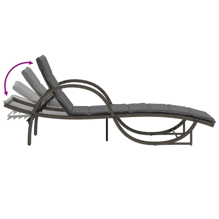 liggestole 2 stk. med bord polyrattan grå