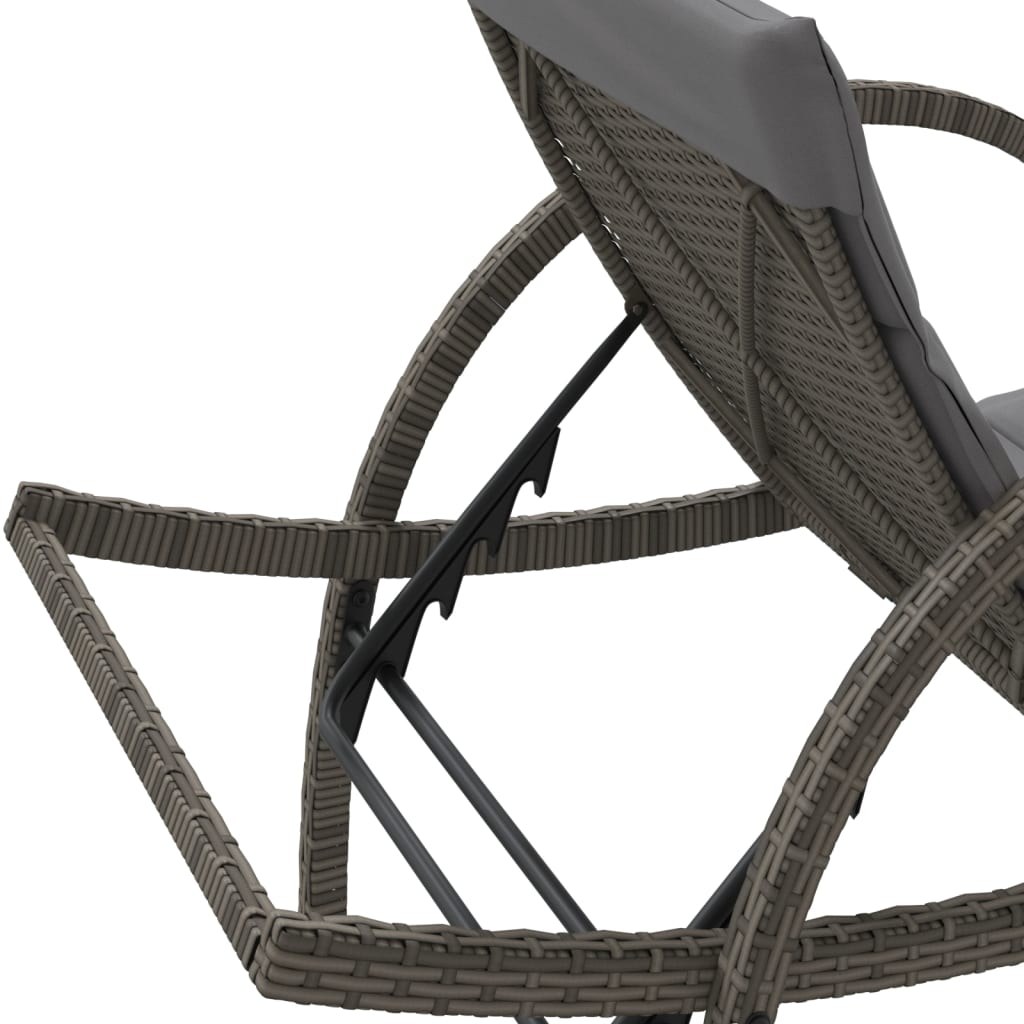 liggestole 2 stk. med bord polyrattan grå