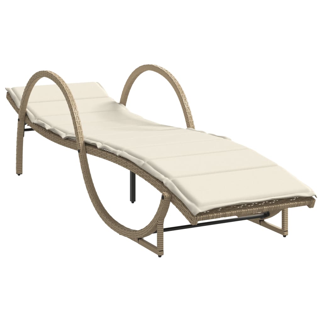 liggestole 2 stk. med bord polyrattan beige