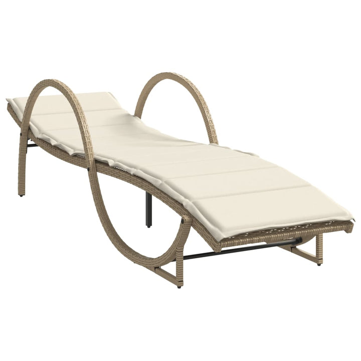 liggestole 2 stk. med bord polyrattan beige