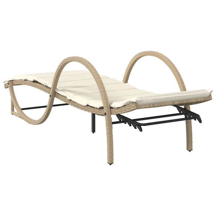 liggestole 2 stk. med bord polyrattan beige