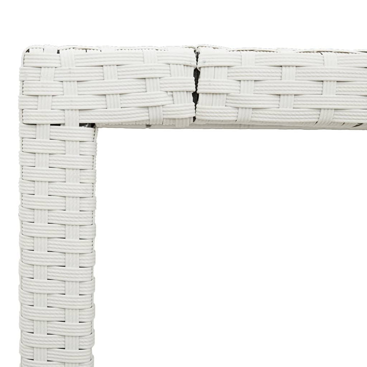havebord med glastop 90x90x75 cm polyrattan hvid