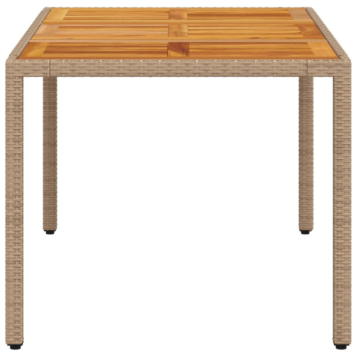 havebord 150x90x75 cm polyrattan og massivt akacietræ beige